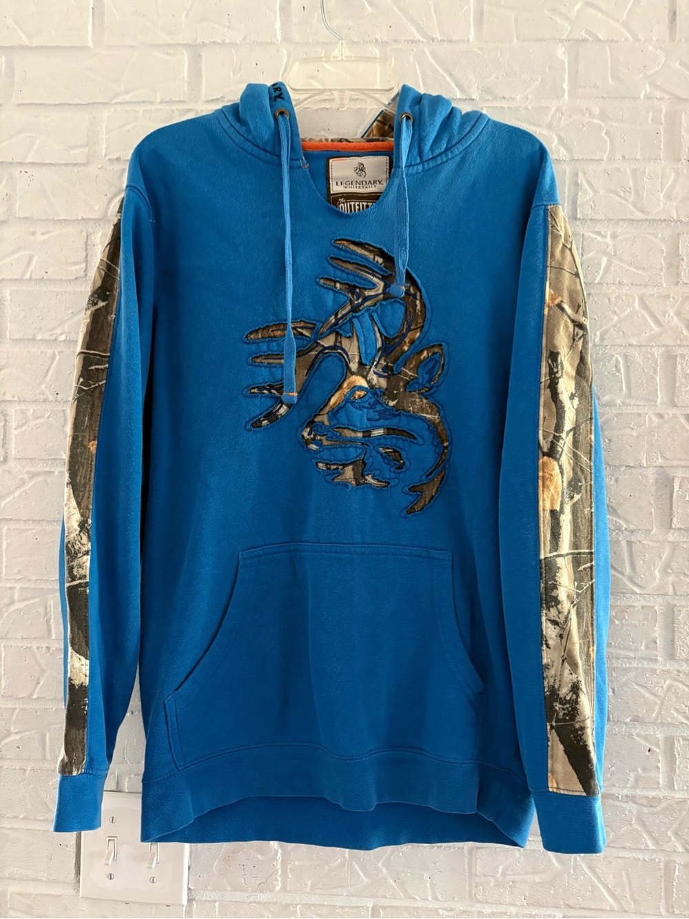 Legendary Whitetails Blue Hoodie with Camo-Accent Sleeves